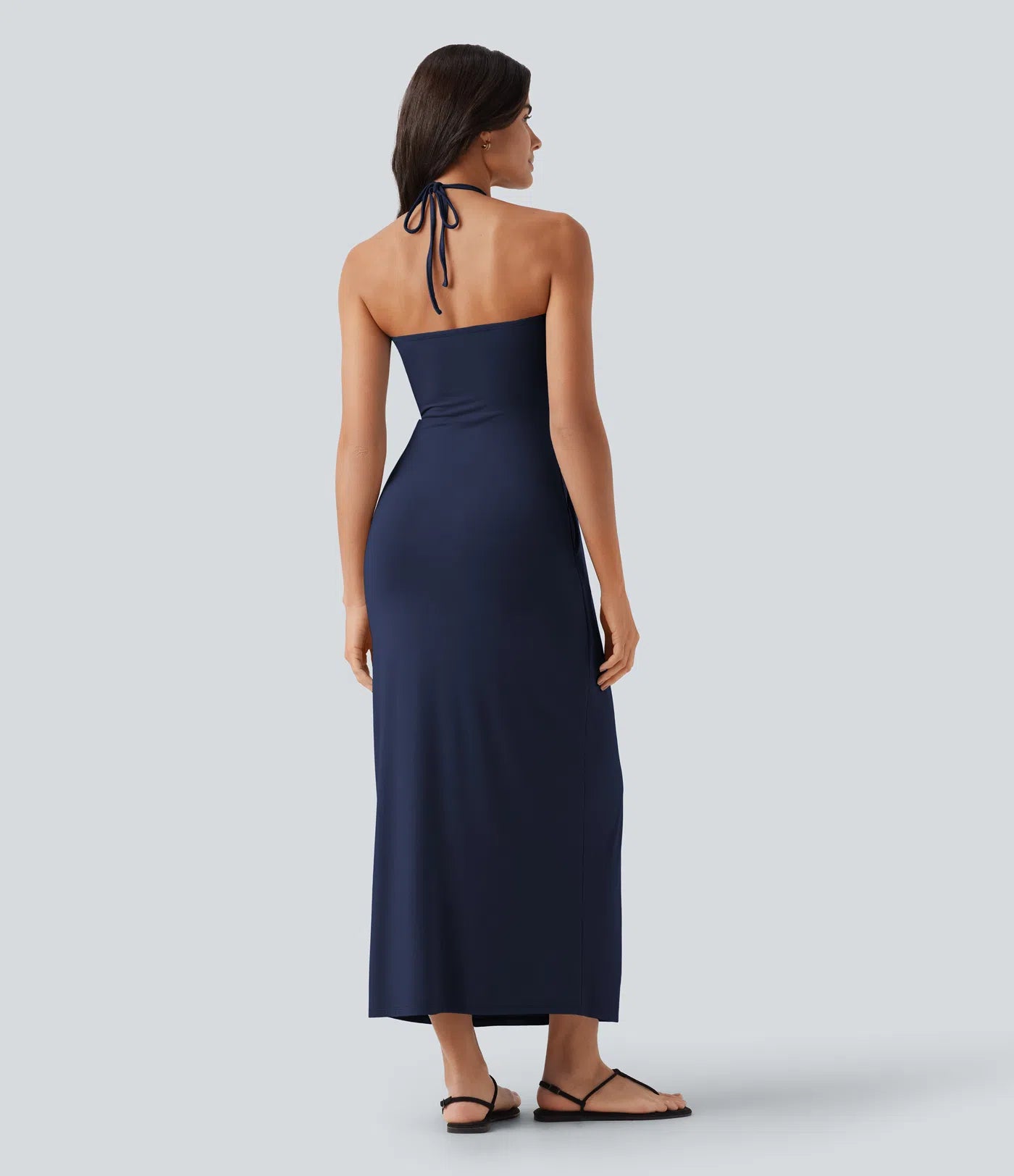 Korven Halter Tie Back Maxi Dress with Pockets