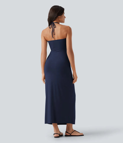 Korven Halter Tie Back Maxi Dress with Pockets