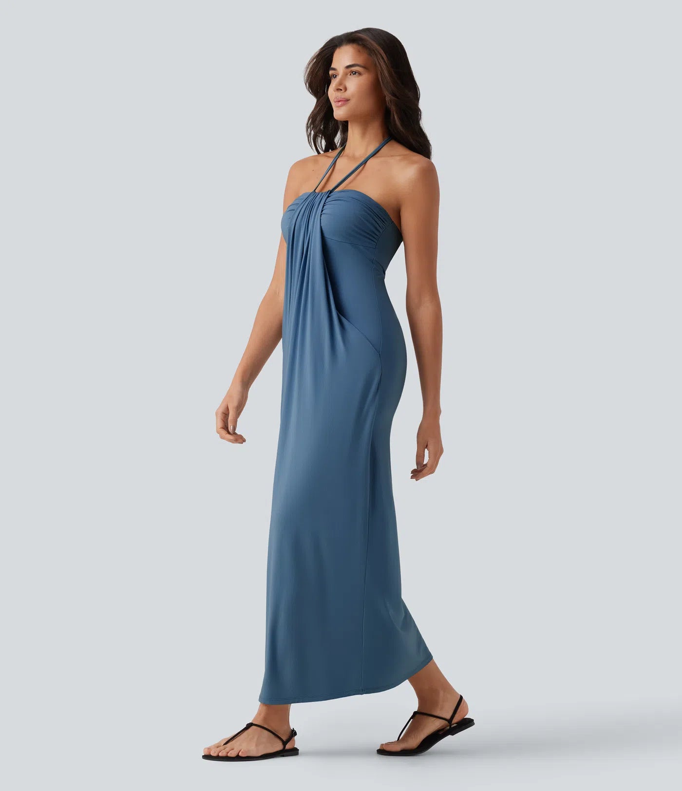 Korven Halter Tie Back Maxi Dress with Pockets