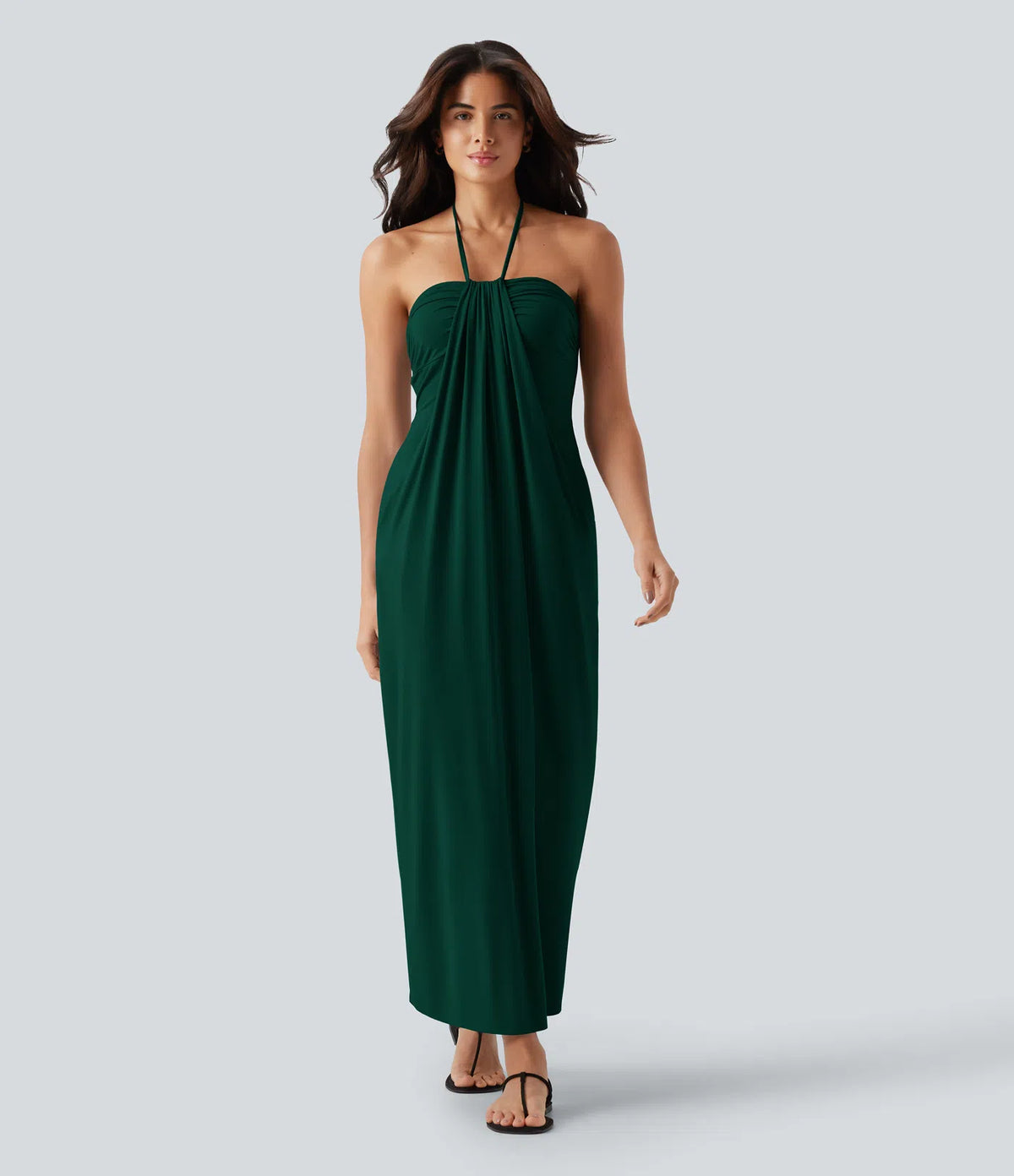 Korven Halter Tie Back Maxi Dress with Pockets