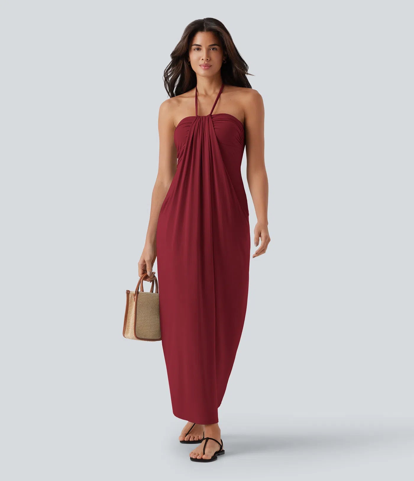 Korven Halter Tie Back Maxi Dress with Pockets