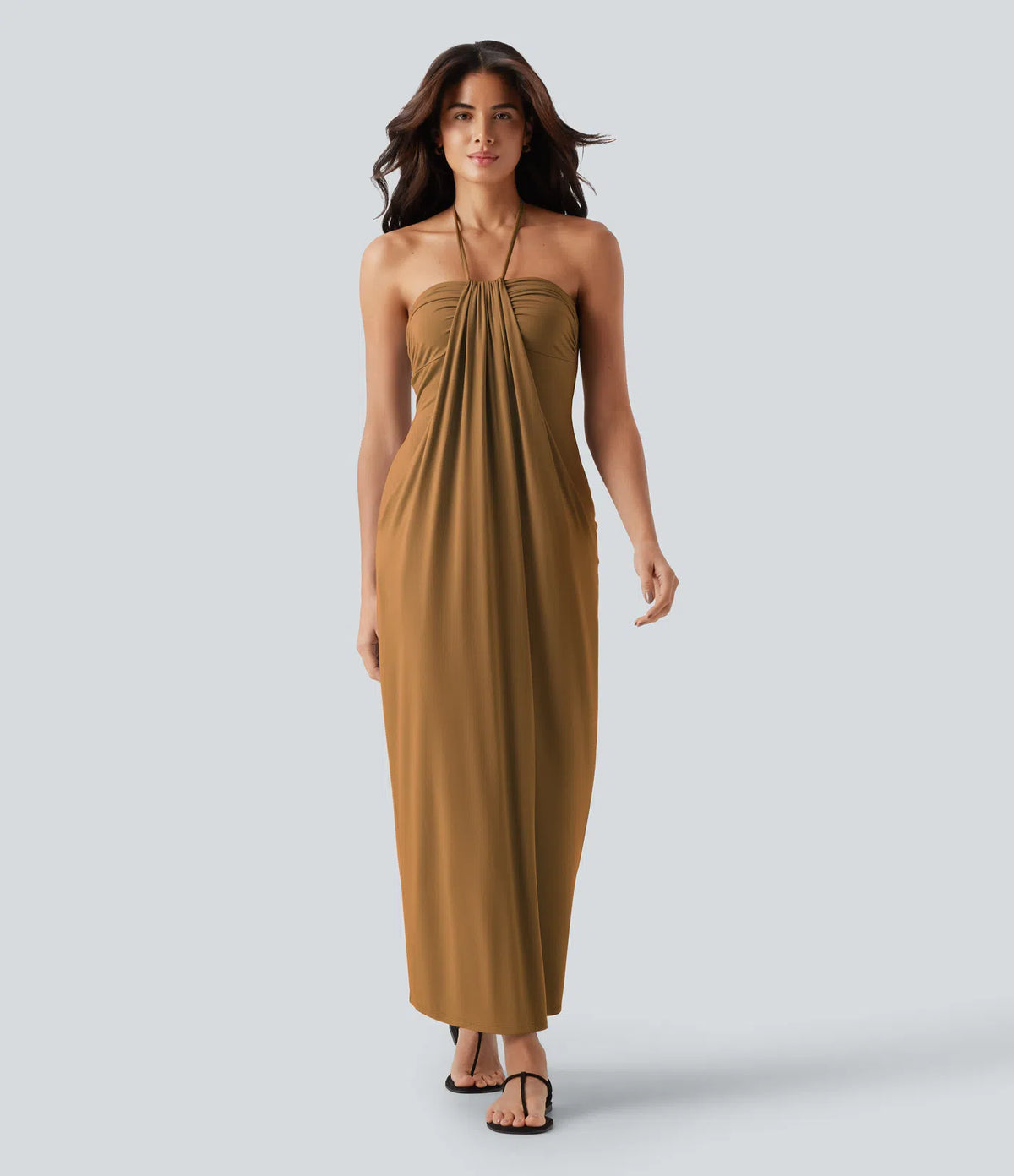 Korven Halter Tie Back Maxi Dress with Pockets