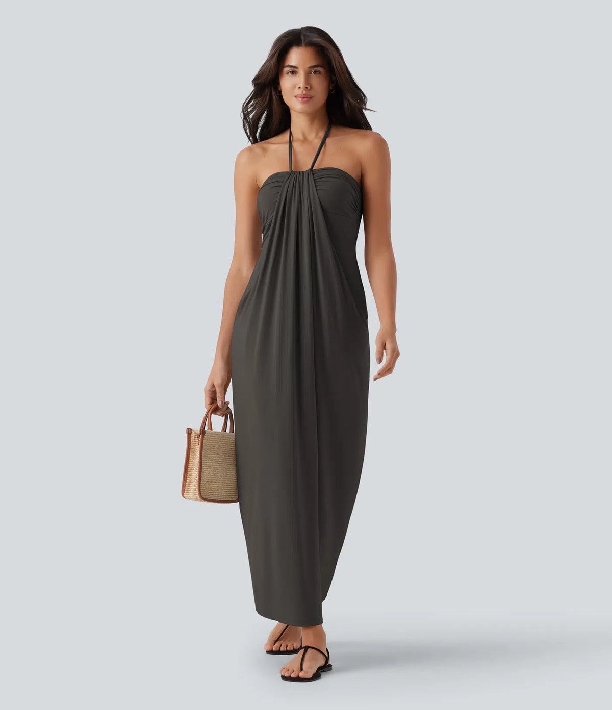 Korven Halter Tie Back Maxi Dress with Pockets