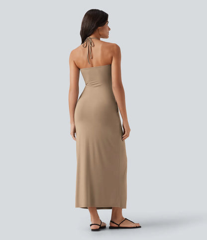 Korven Halter Tie Back Maxi Dress with Pockets