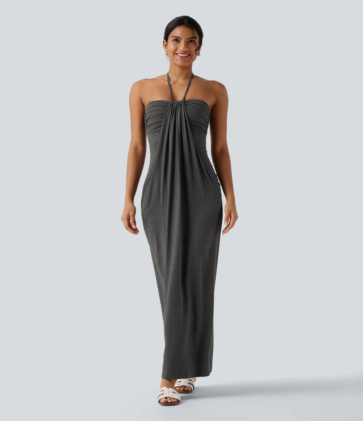 Korven Halter Tie Back Maxi Dress with Pockets