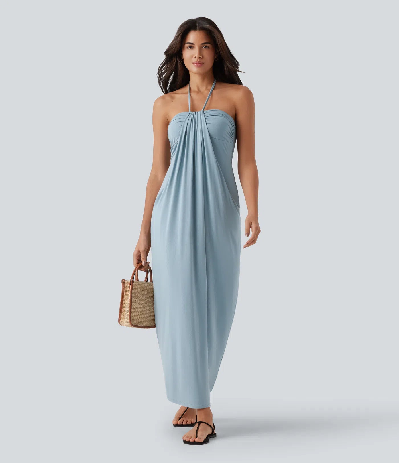 Korven Halter Tie Back Maxi Dress with Pockets