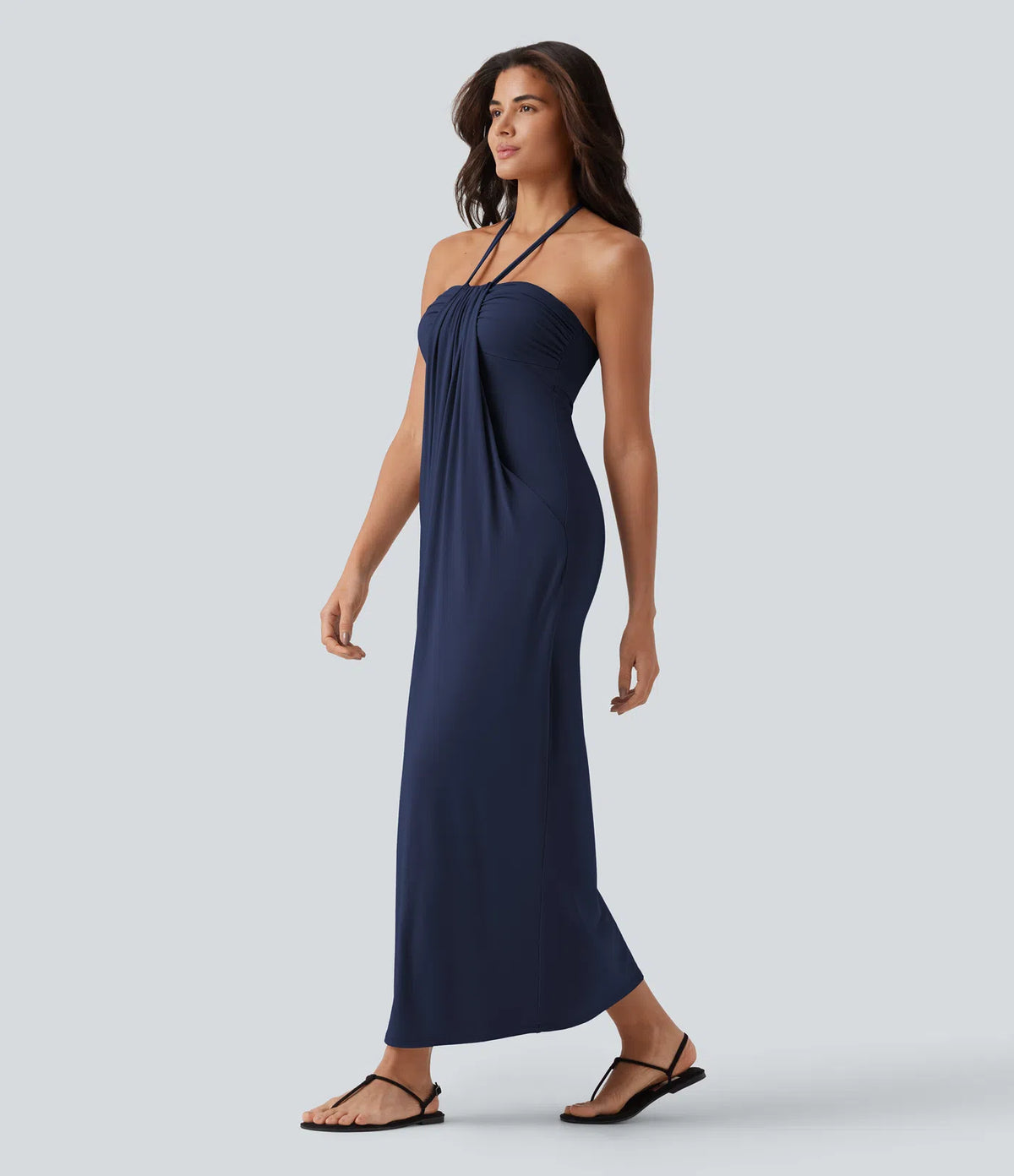 Korven Halter Tie Back Maxi Dress with Pockets