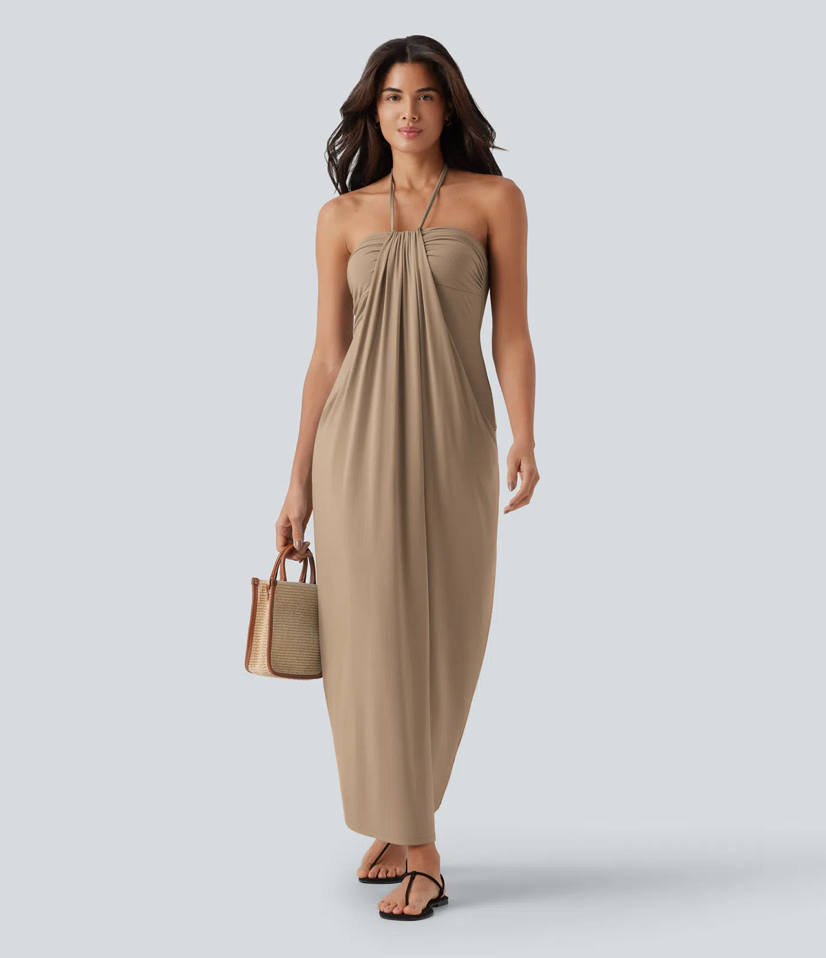 Korven Halter Tie Back Maxi Dress with Pockets