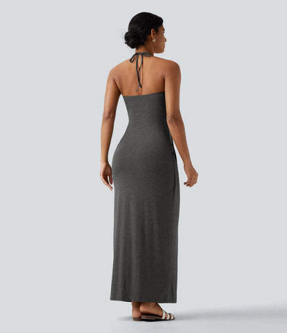 Korven Halter Tie Back Maxi Dress with Pockets