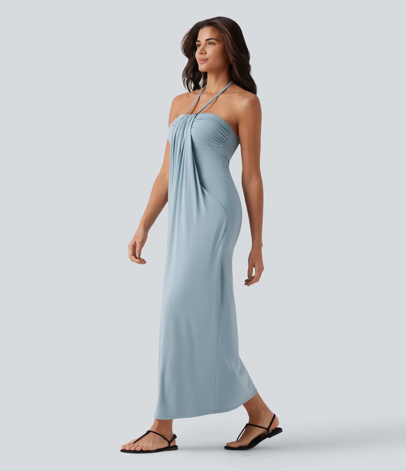 Korven Halter Tie Back Maxi Dress with Pockets