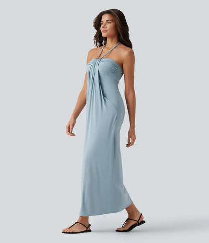 Korven Halter Tie Back Maxi Dress with Pockets