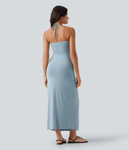 Korven Halter Tie Back Maxi Dress with Pockets