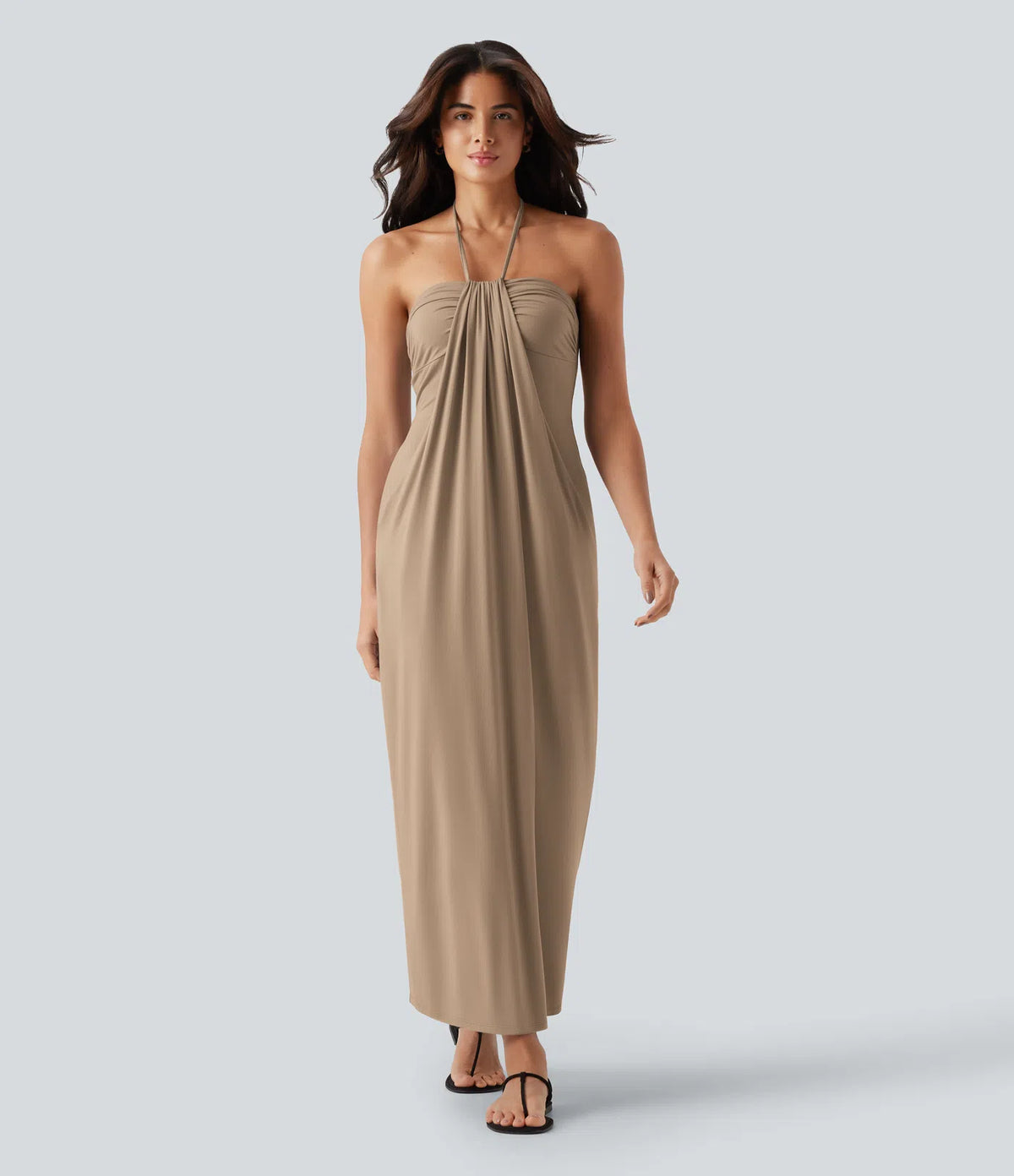 Korven Halter Tie Back Maxi Dress with Pockets