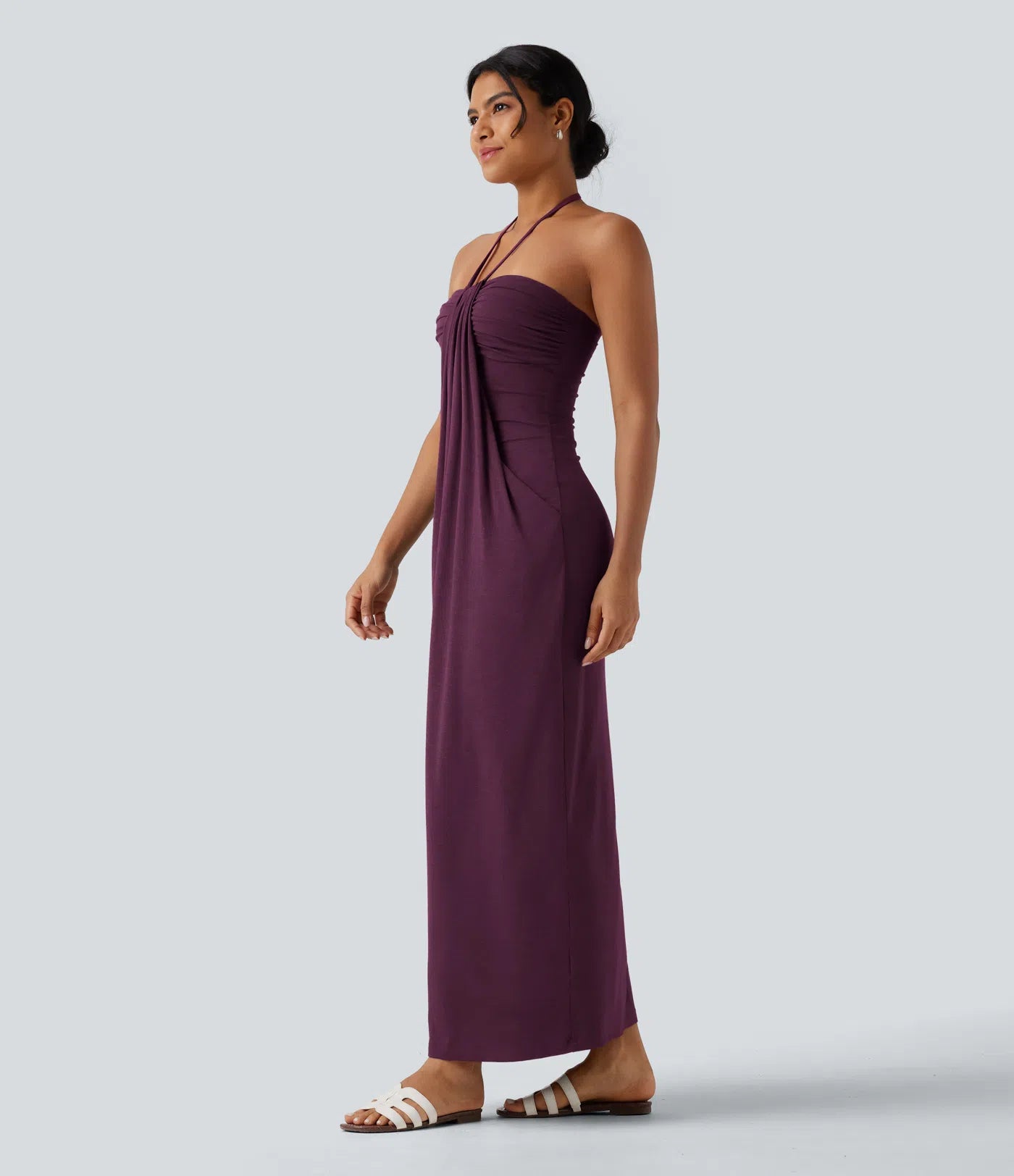 Korven Halter Tie Back Maxi Dress with Pockets