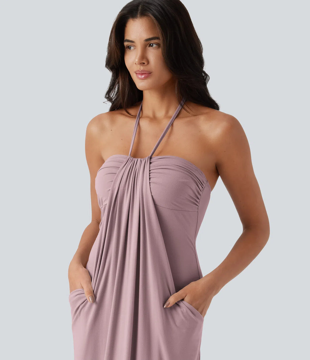 Korven Halter Tie Back Maxi Dress with Pockets