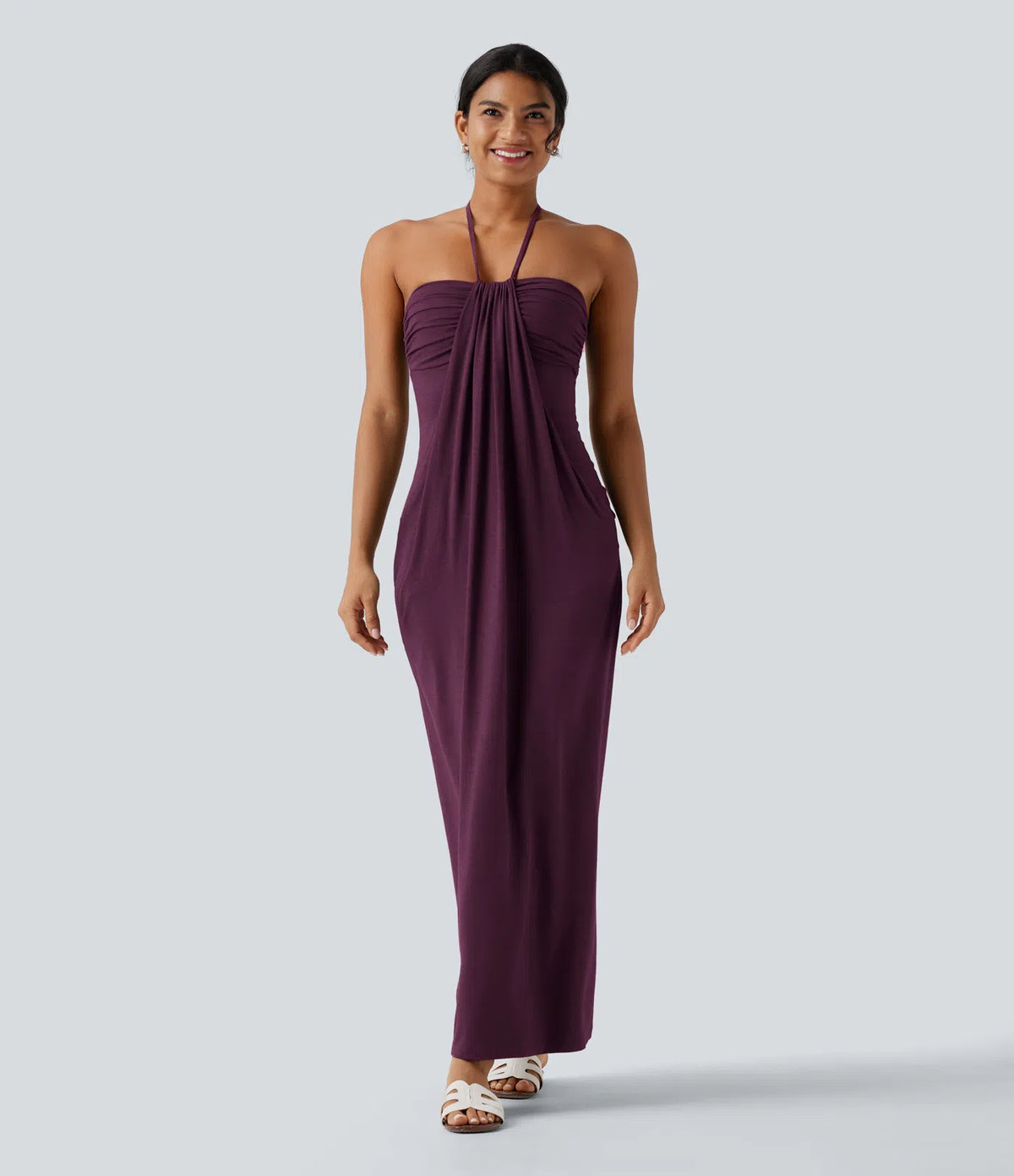 Korven Halter Tie Back Maxi Dress with Pockets