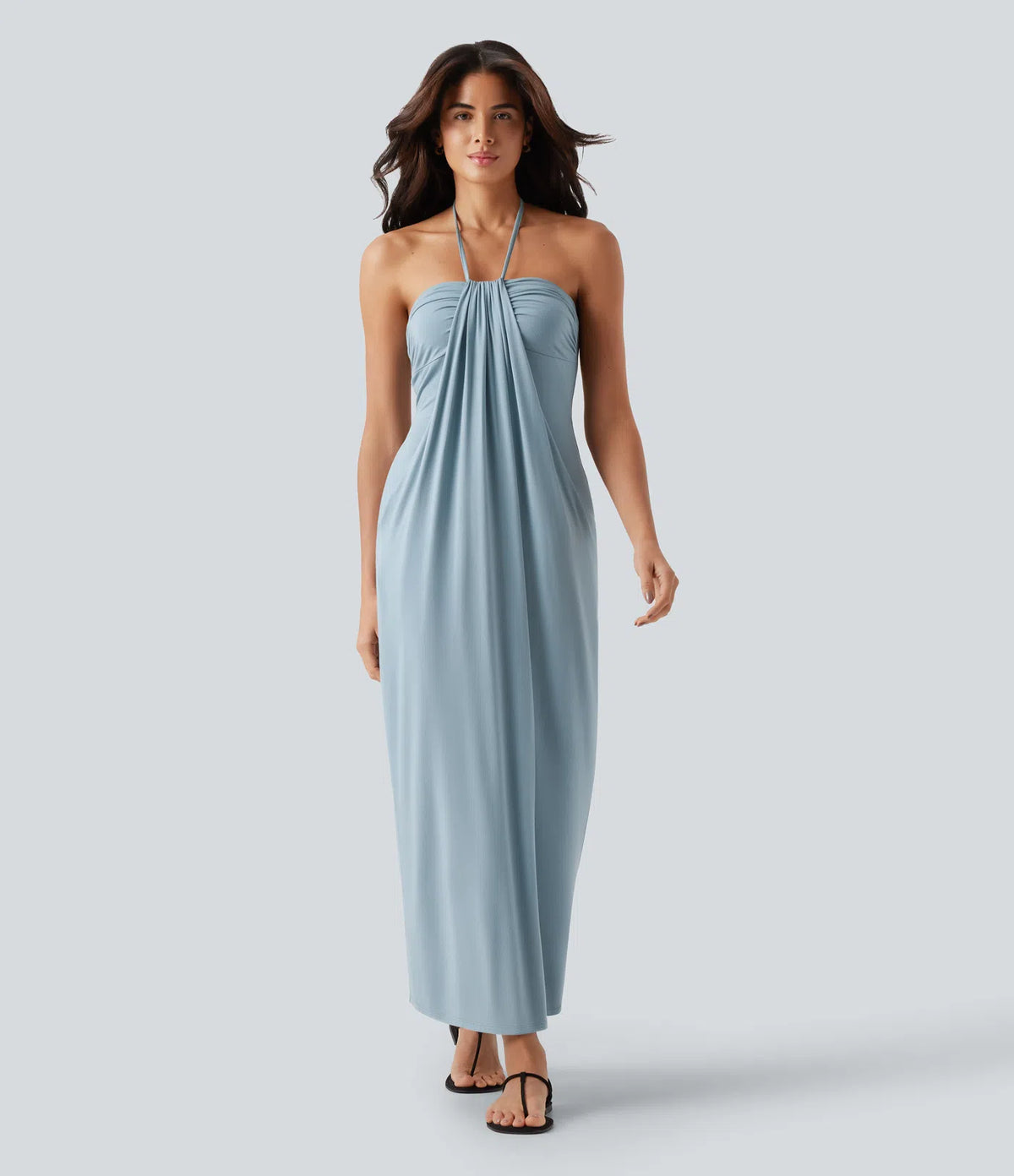 Korven Halter Tie Back Maxi Dress with Pockets
