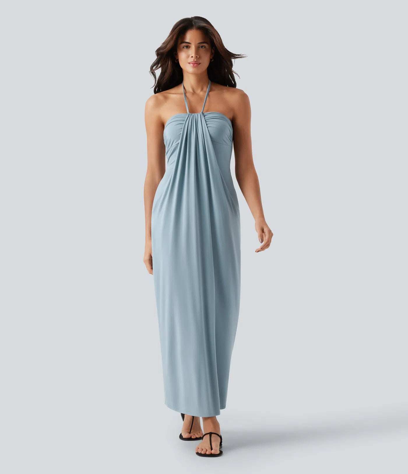 Korven Halter Tie Back Maxi Dress with Pockets