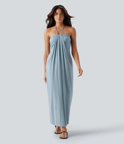 Korven Halter Tie Back Maxi Dress with Pockets