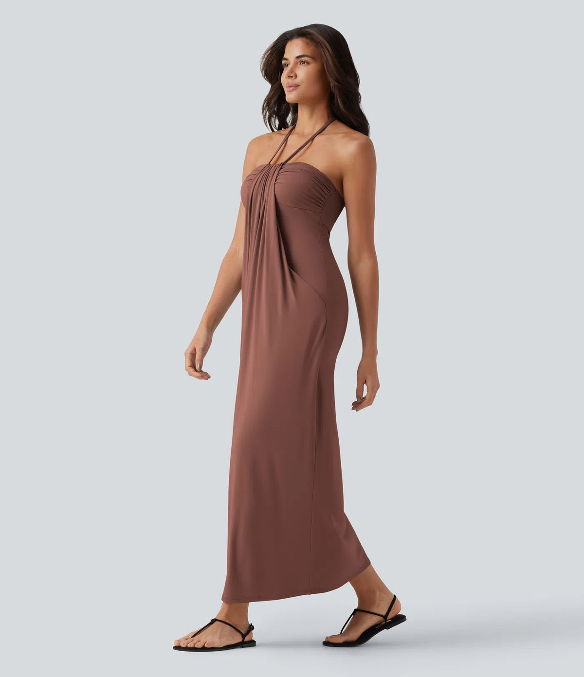 Korven Halter Tie Back Maxi Dress with Pockets