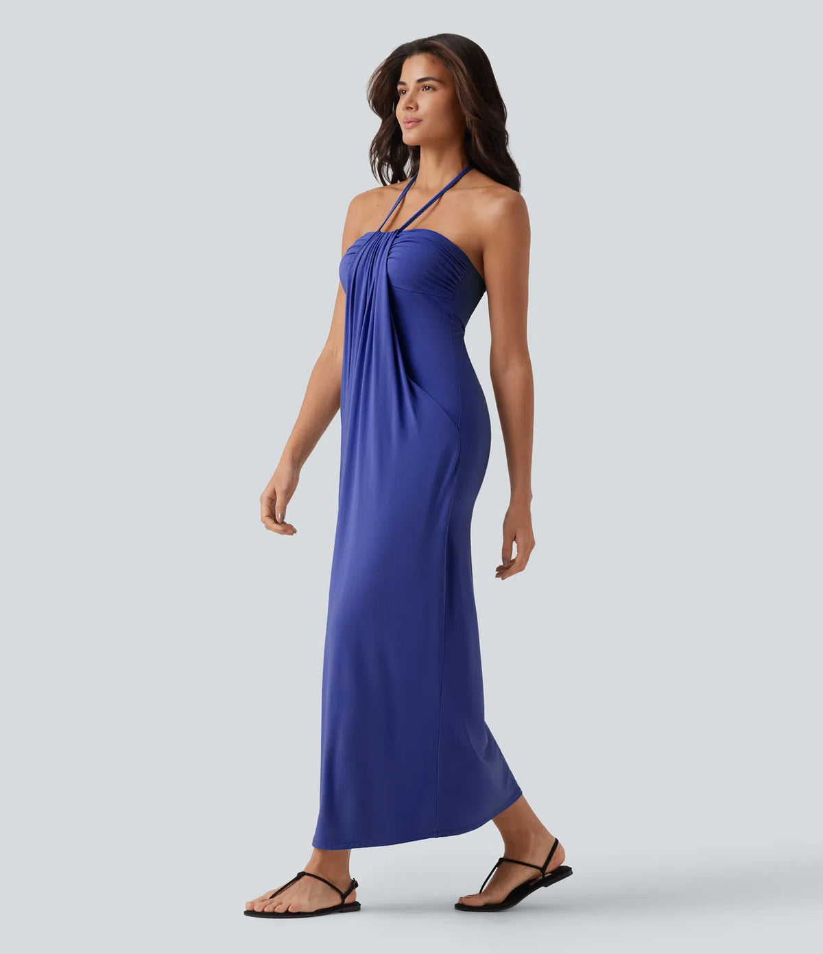 Korven Halter Tie Back Maxi Dress with Pockets