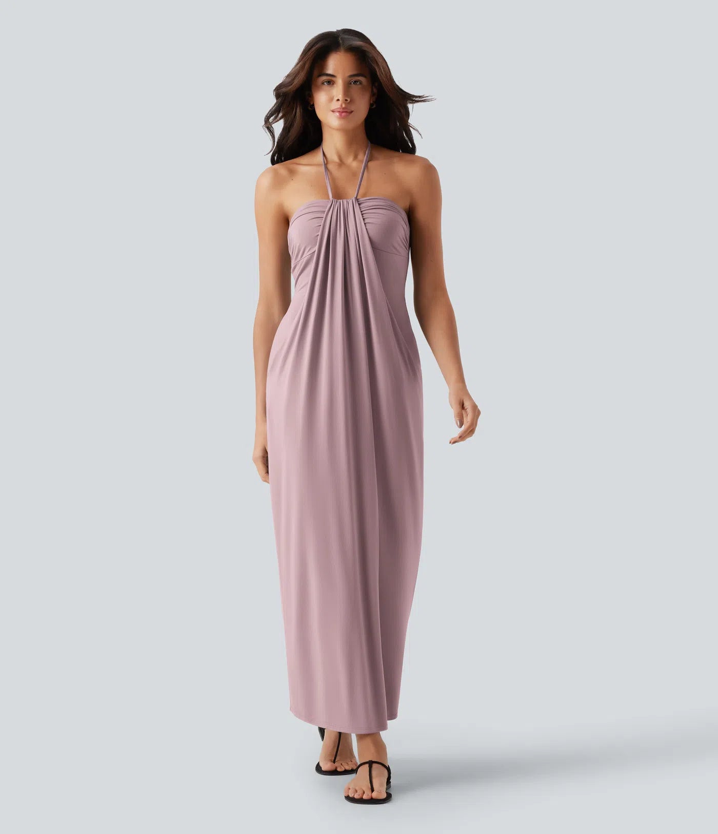 Korven Halter Tie Back Maxi Dress with Pockets
