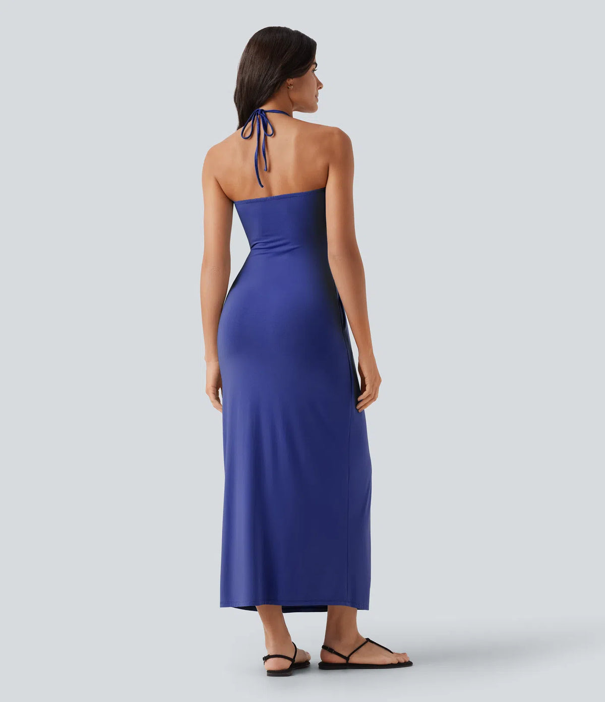 Korven Halter Tie Back Maxi Dress with Pockets