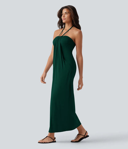 Korven Halter Tie Back Maxi Dress with Pockets