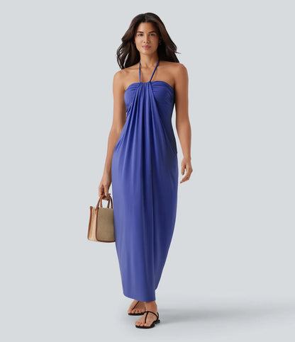 Korven Halter Tie Back Maxi Dress with Pockets
