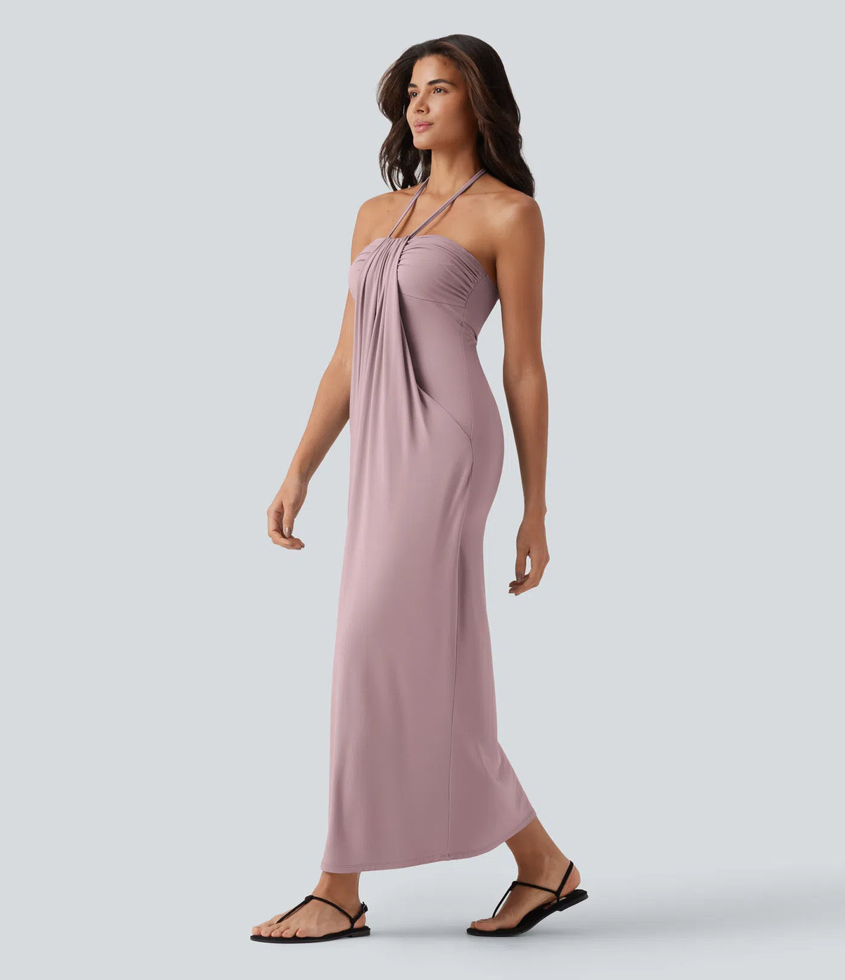 Korven Halter Tie Back Maxi Dress with Pockets