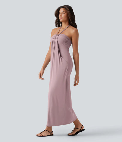 Korven Halter Tie Back Maxi Dress with Pockets