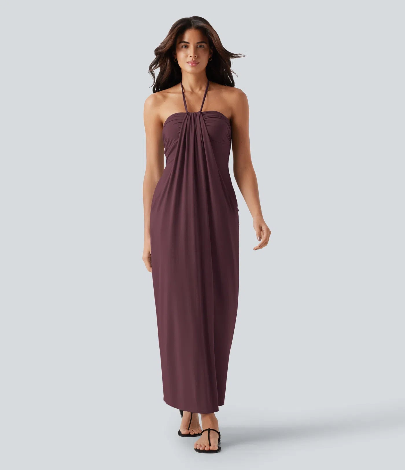 Korven Halter Tie Back Maxi Dress with Pockets