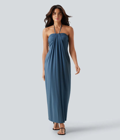 Korven Halter Tie Back Maxi Dress with Pockets