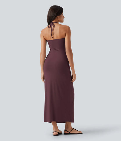 Korven Halter Tie Back Maxi Dress with Pockets