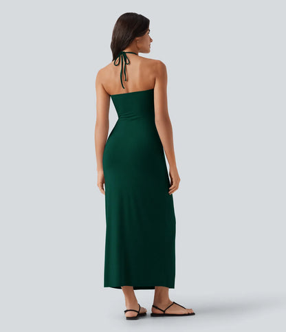 Korven Halter Tie Back Maxi Dress with Pockets