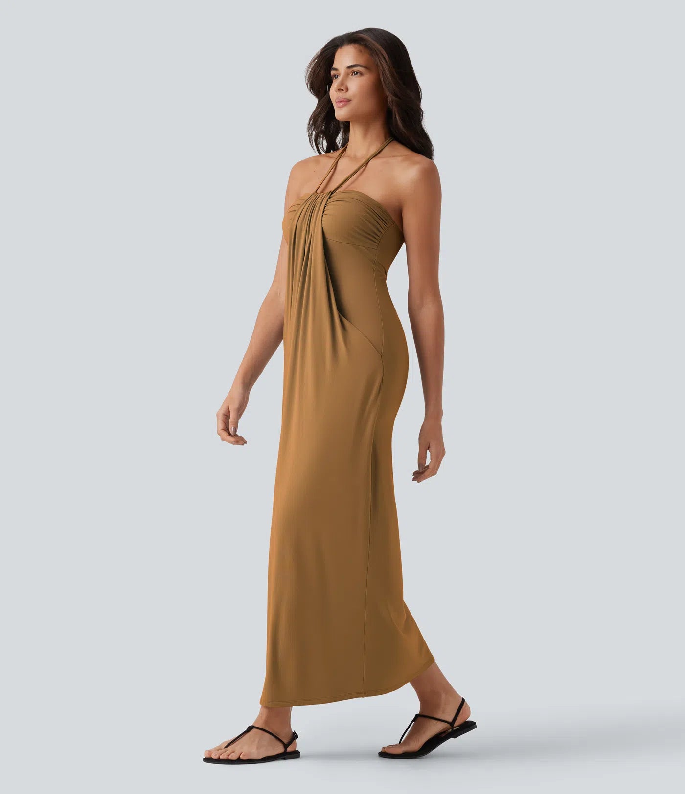 Korven Halter Tie Back Maxi Dress with Pockets