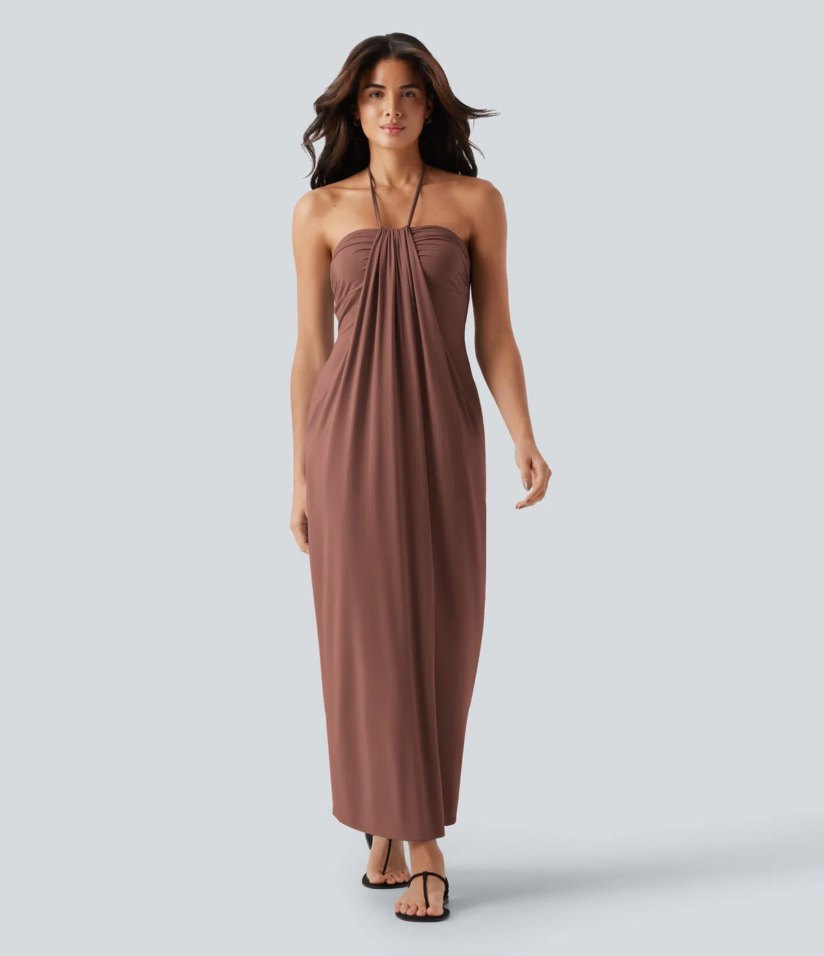 Korven Halter Tie Back Maxi Dress with Pockets