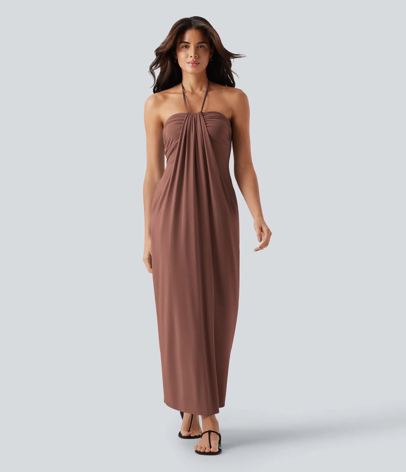Korven Halter Tie Back Maxi Dress with Pockets