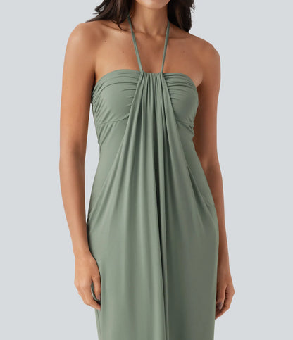Korven Halter Tie Back Maxi Dress with Pockets