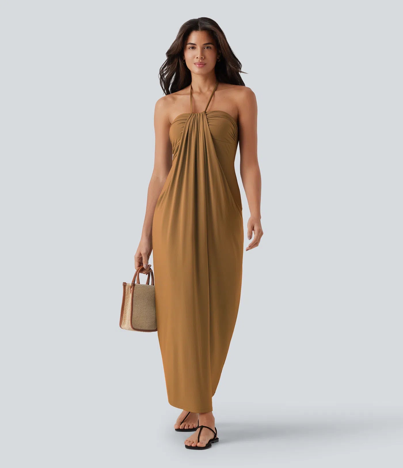 Korven Halter Tie Back Maxi Dress with Pockets