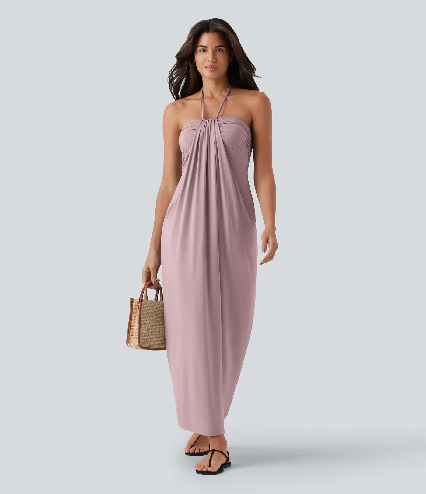 Korven Halter Tie Back Maxi Dress with Pockets