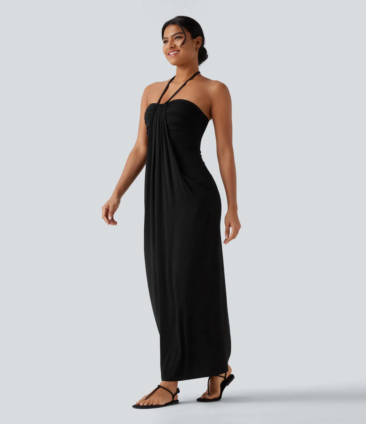 Korven Halter Tie Back Maxi Dress with Pockets