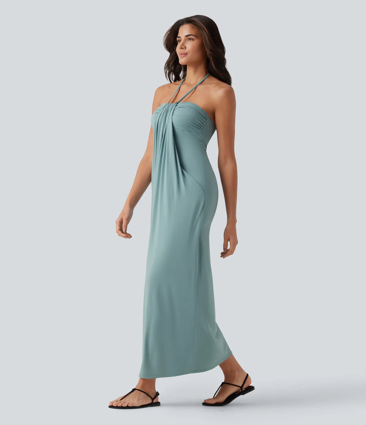 Korven Halter Tie Back Maxi Dress with Pockets
