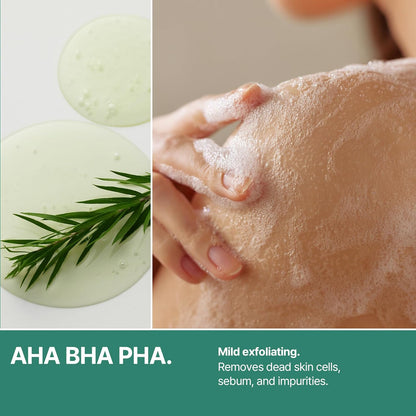 Korven AHA BHA PHA 30 Days Miracle Acne Clear Body Cleanser 13.5oz – Salicylic Acid & Tea Tree Acne Body Wash