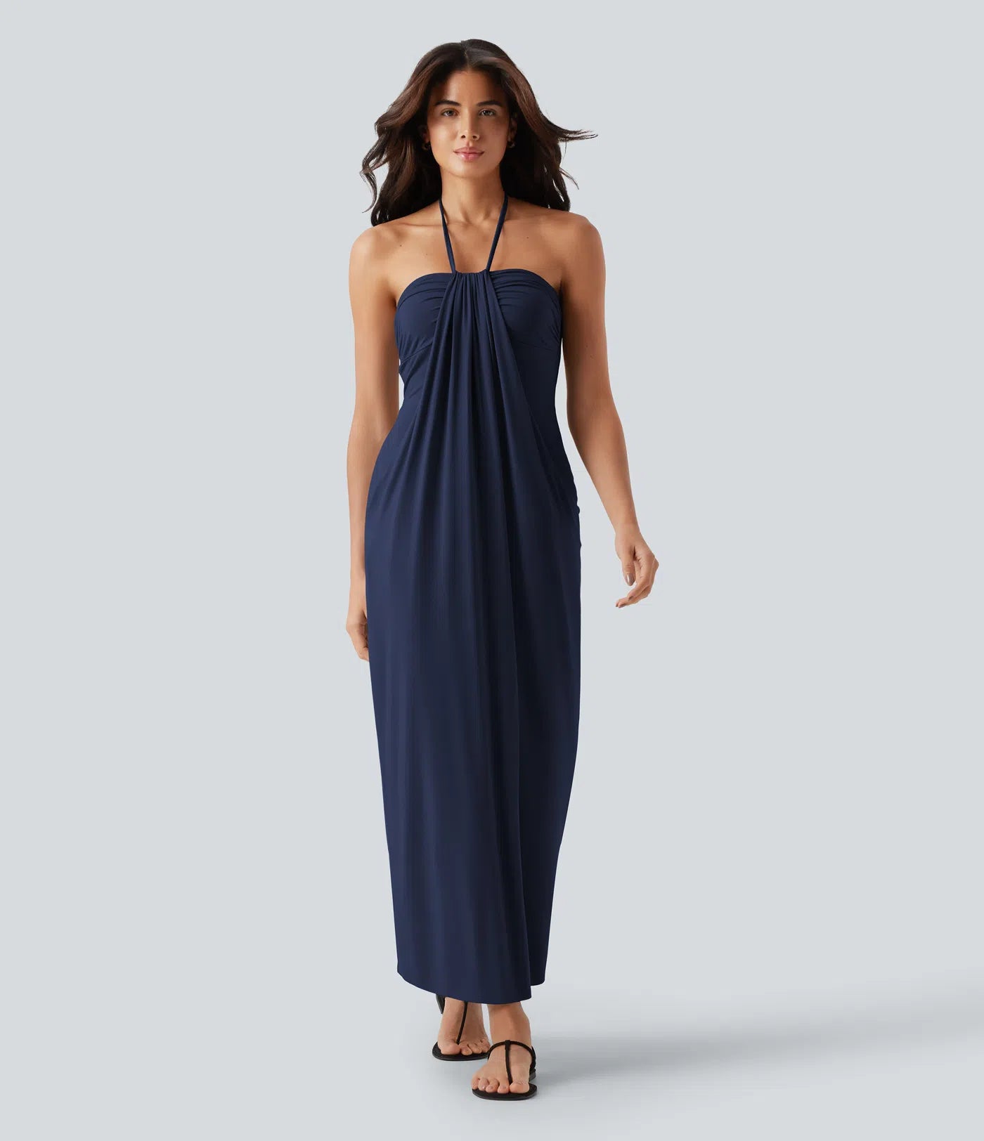 Korven Halter Tie Back Maxi Dress with Pockets