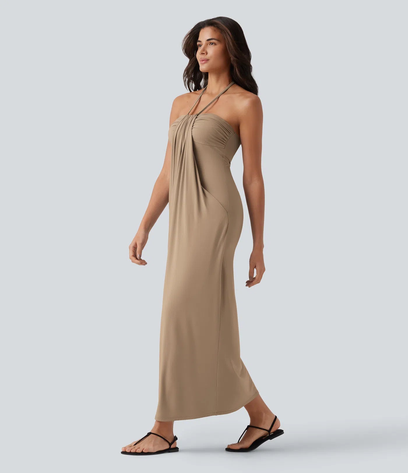 Korven Halter Tie Back Maxi Dress with Pockets