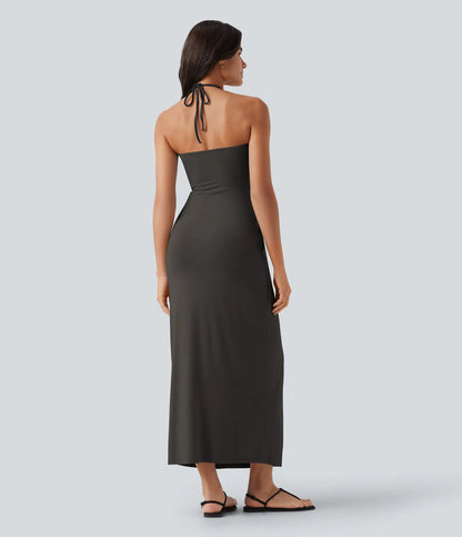 Korven Halter Tie Back Maxi Dress with Pockets