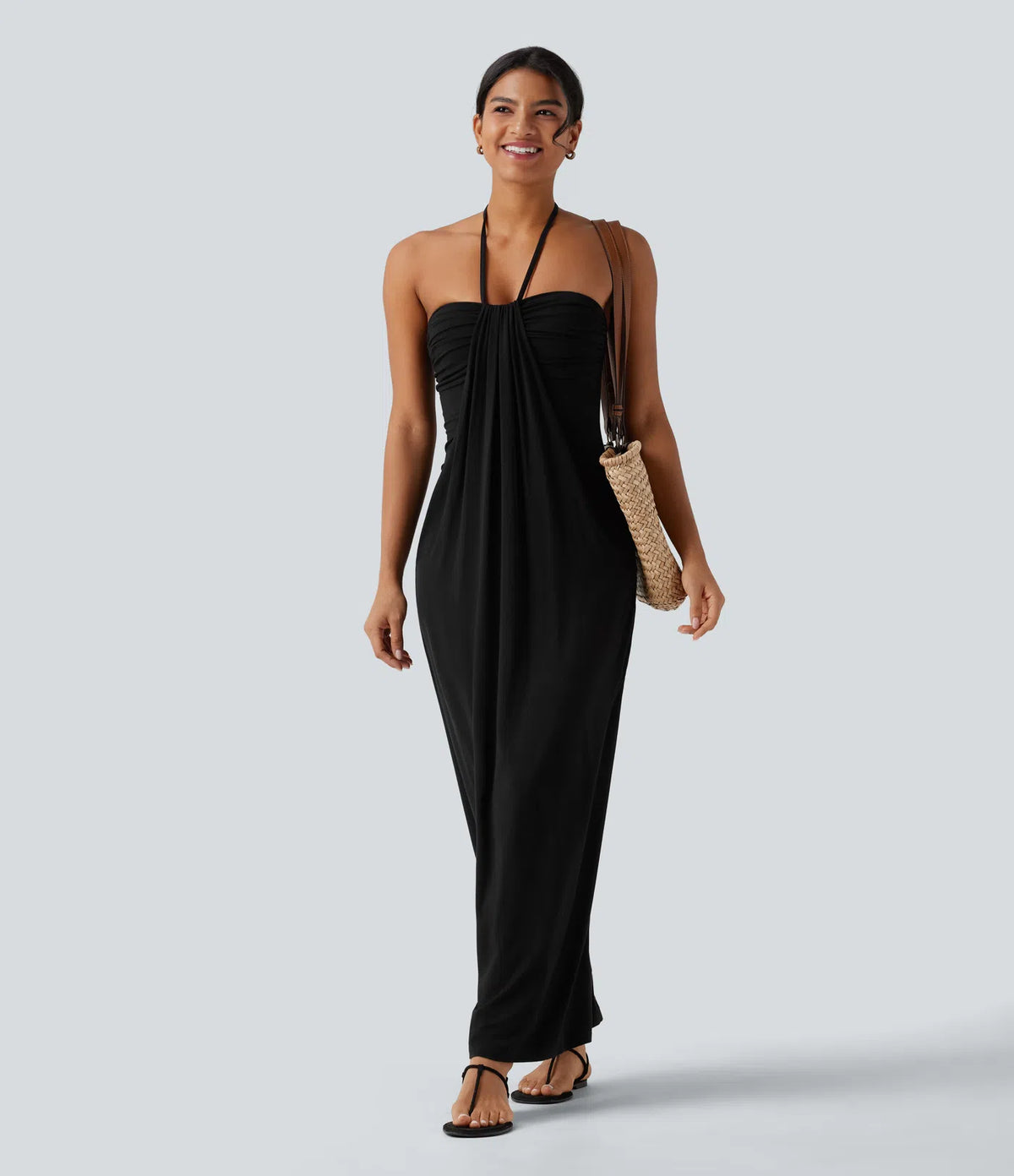 Korven Halter Tie Back Maxi Dress with Pockets