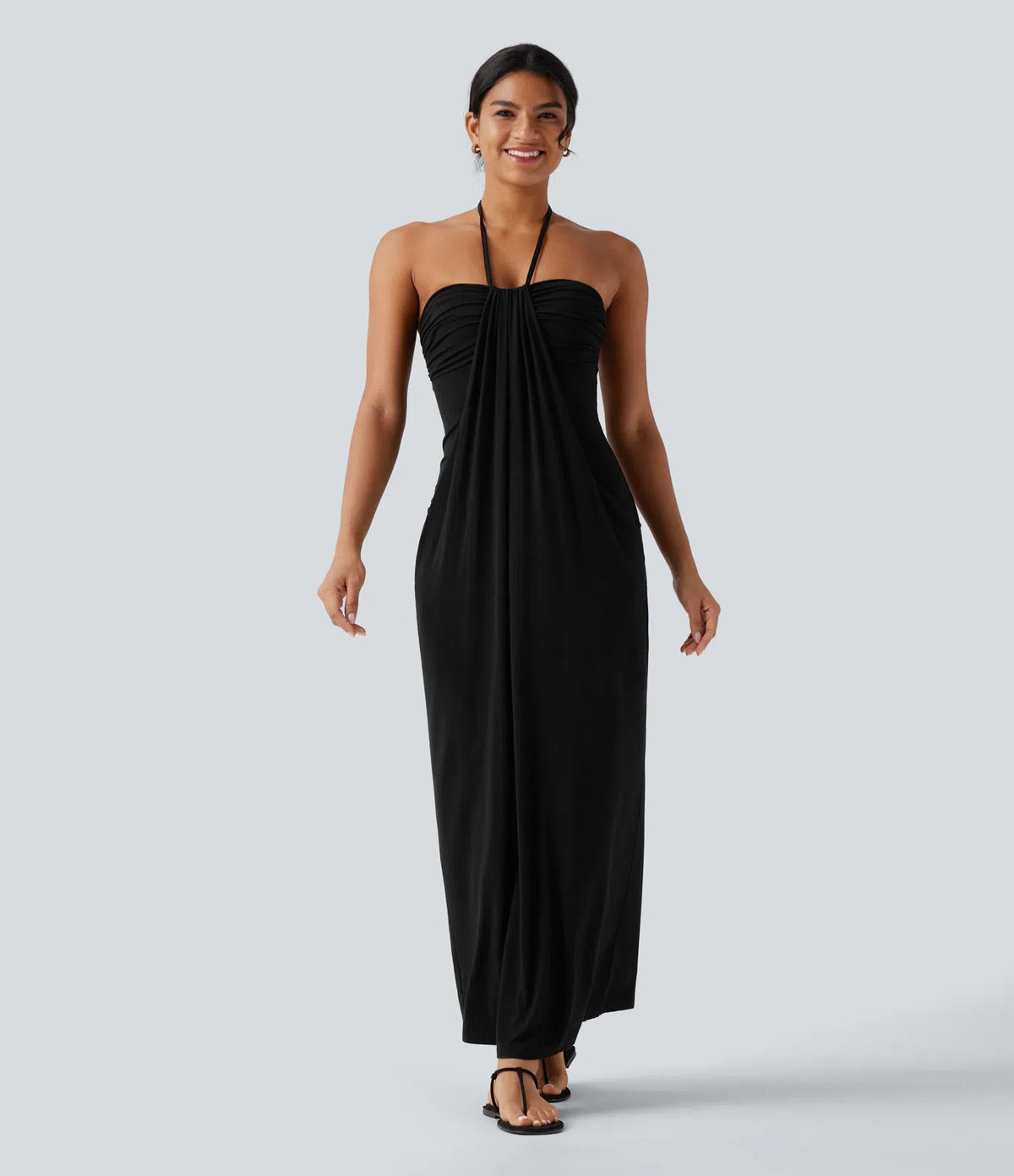 Korven Halter Tie Back Maxi Dress with Pockets