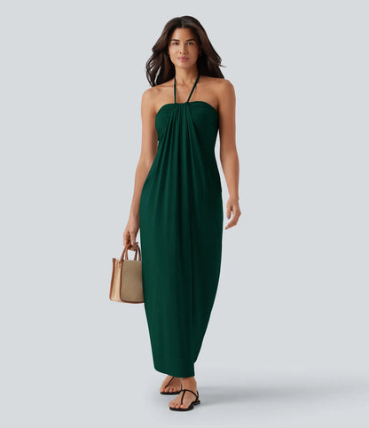 Korven Halter Tie Back Maxi Dress with Pockets